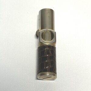 Nimrod Pipeliter Vintage Pipe Lighter Mens Brown Silver Faux Croc Skin-Untested